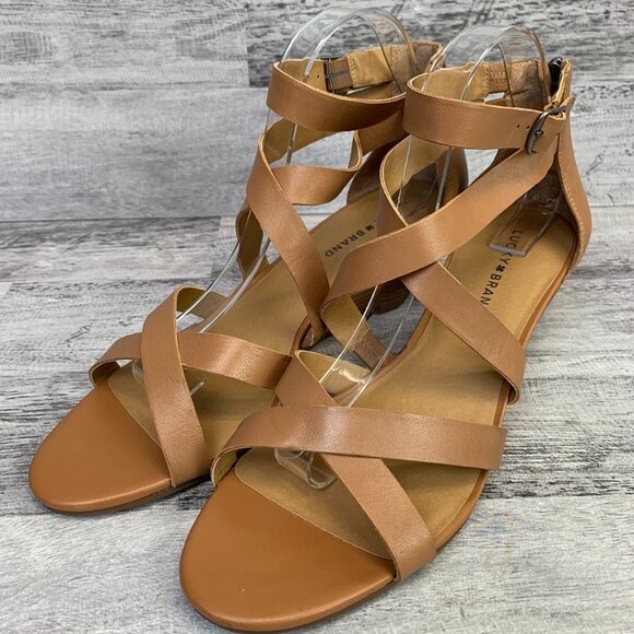 Lucky Brand Shoes - Lucky Brand Women's Leather Strappy Open-Toe Sandal/heels Size 12 M